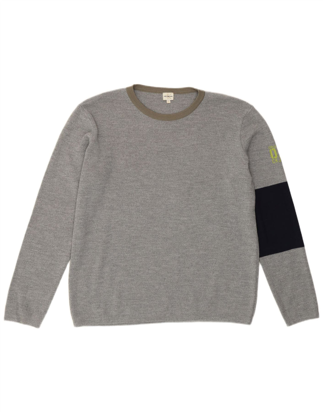 Calvin Klein Jeans Herre Jumper Sweater med rund hals XL Grå Colourblock