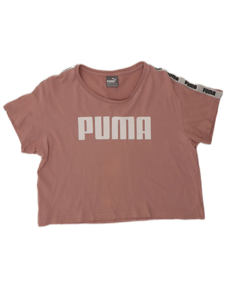 PUMA Womens Crop Graphic T-Shirt Top UK 8 Small  Pink Vintage Puma and Second-Hand Puma from Messina Hembry 