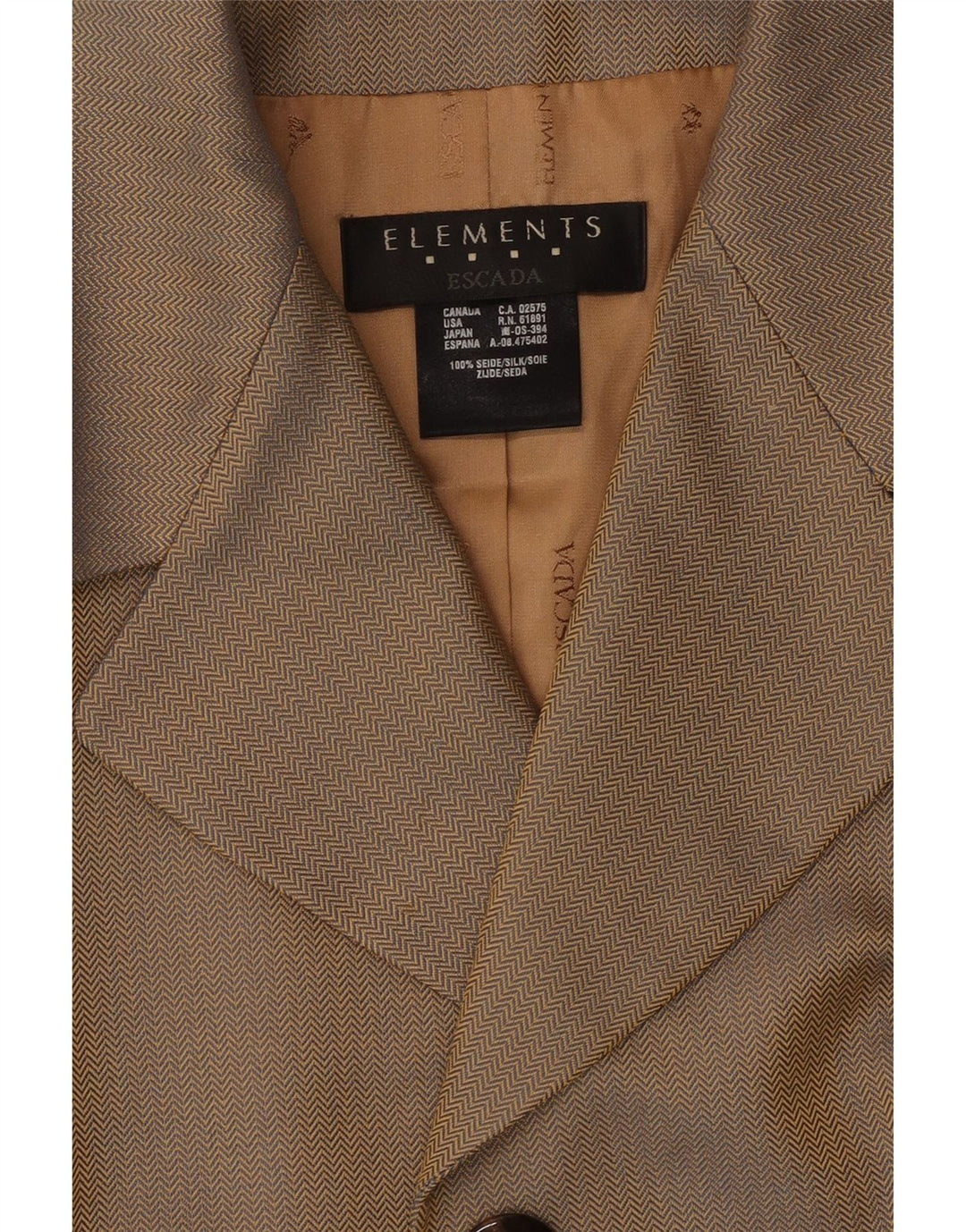 Escada Dame Elements Blazer Jacket UK 12 Medium Beige Sildeben
