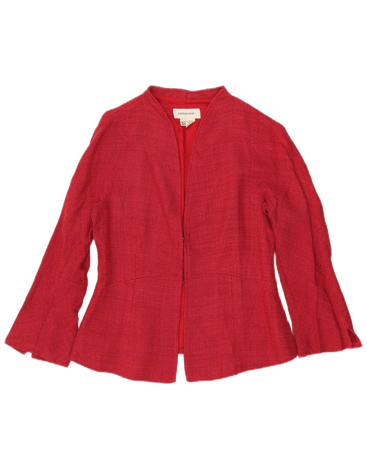 Zara Dame Blazer Jakke EU 40 Medium Rød Rayon