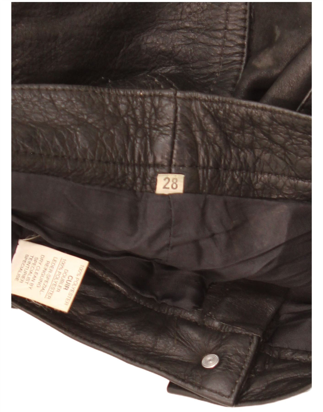 Vintage slanke læderbukser til kvinder W28 L32 sort læder