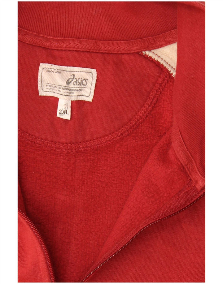 ASICS Sweatshirt med lynlås til mænd 2XL Rød Colourblock Bomuld