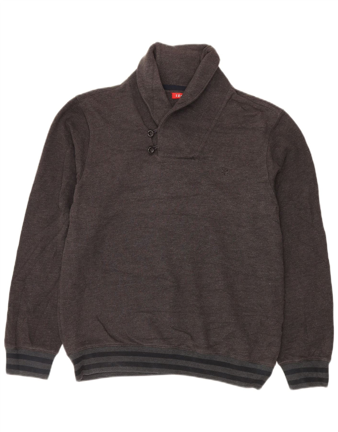 IZOD Herre Shawl Neck Jumper Sweater Medium Grey Bomuld