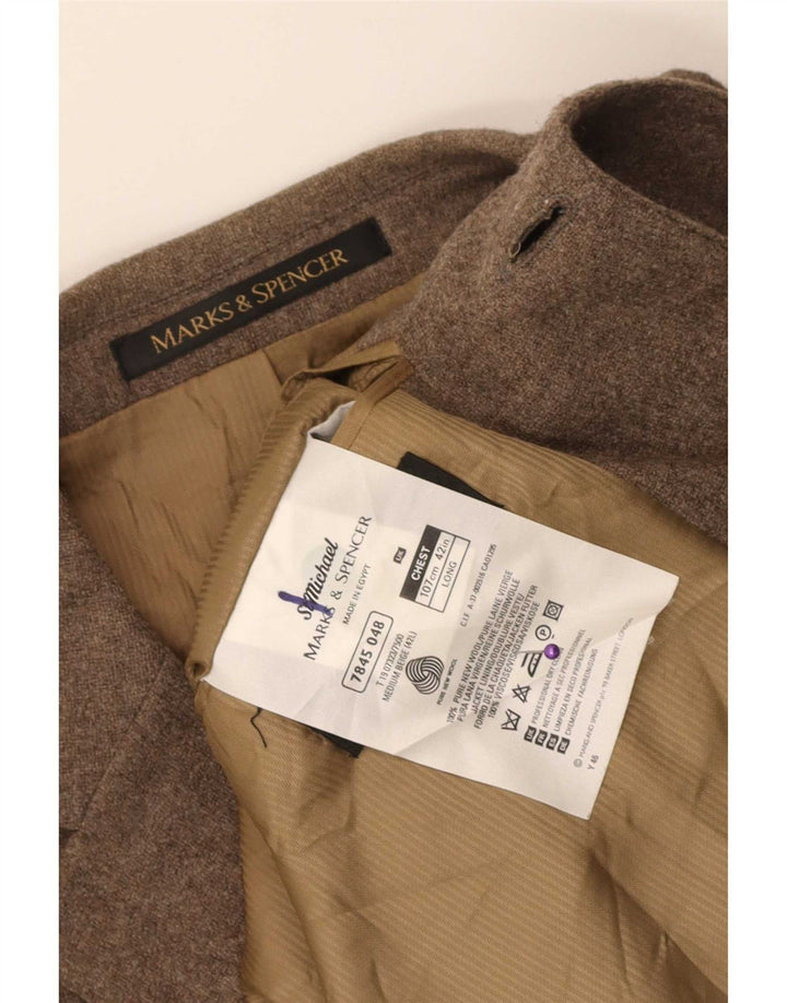 Marks & Spencer Herre 3-knaps blazerjakke UK 42 Large Brown New Wool
