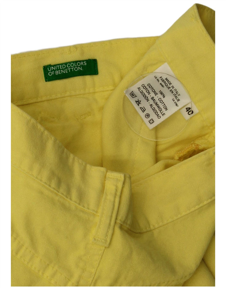Benetton Dame Mini Nederdel IT 40 Lille W26 Gul Bomuld