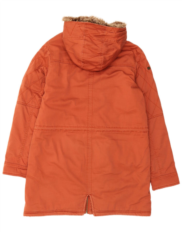 Billabong Dame Hooded Parka Jacket UK 14 Medium Orange Bomuld