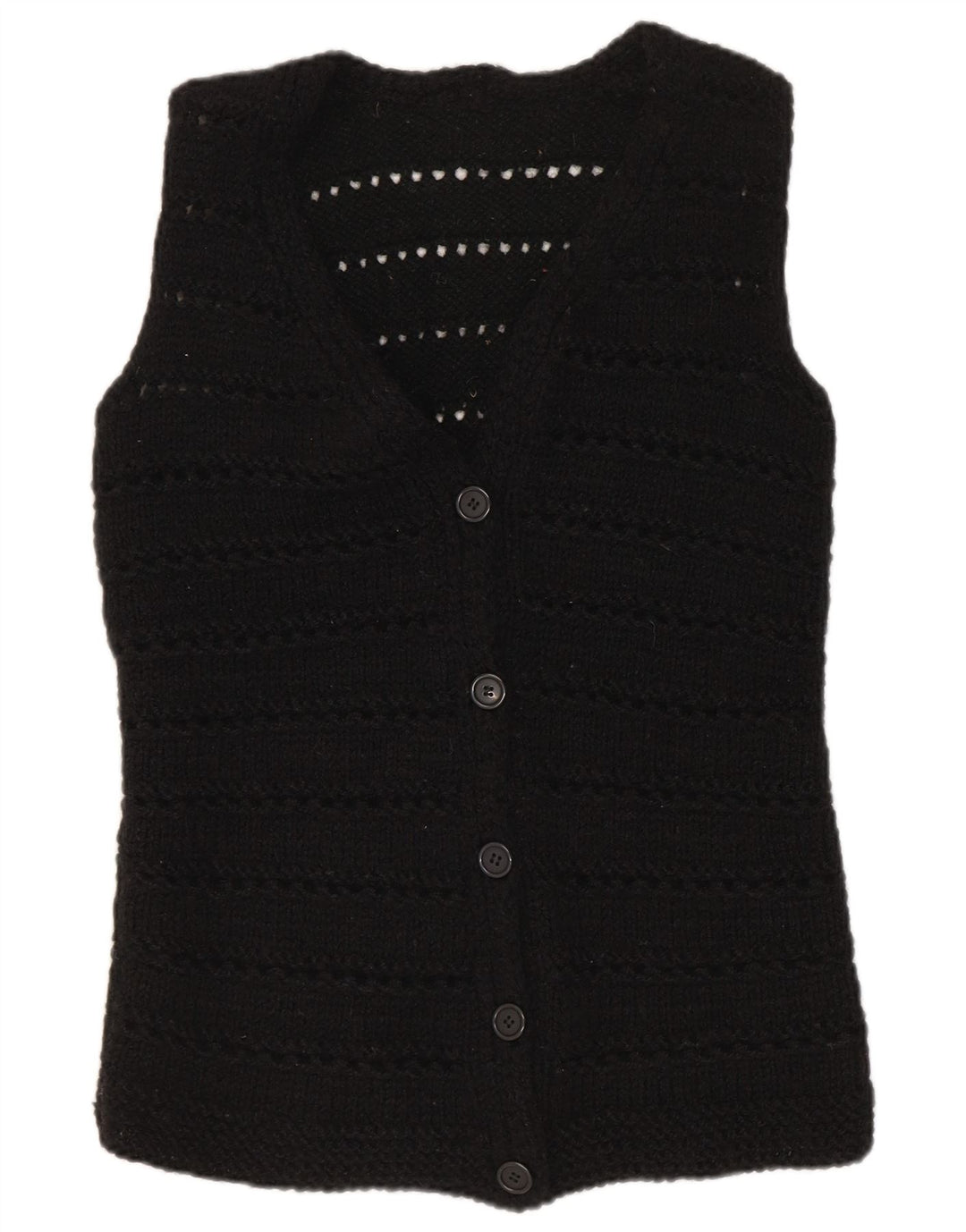 Vintage ærmeløs cardigan sweater til kvinder UK 12 Medium Black