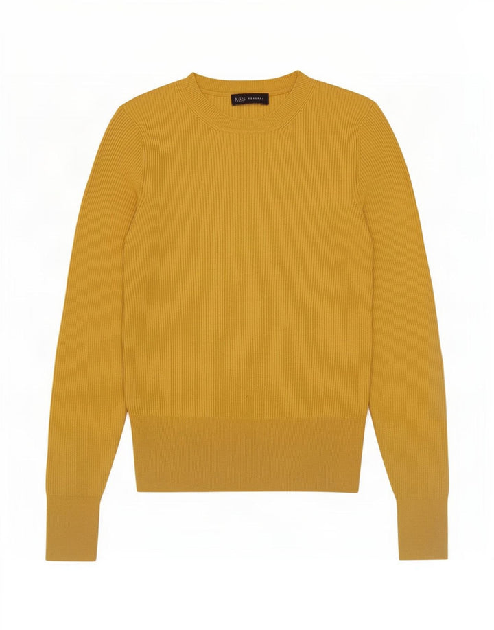 Marks & Spencer Dame sweater med rund hals DK 12 Medium gul viskose