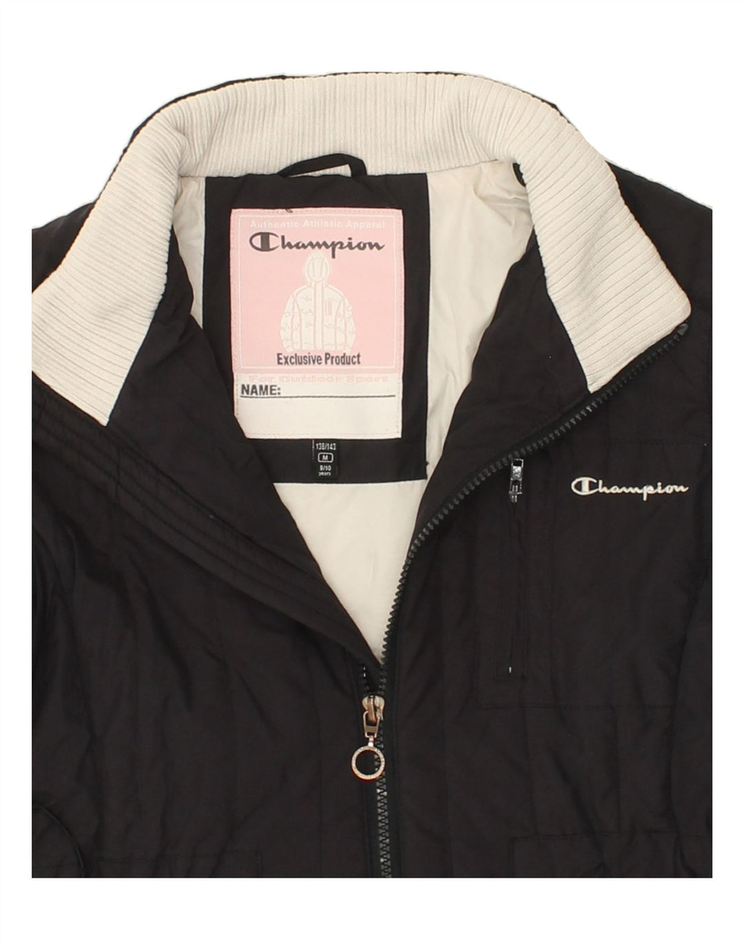 CHAMPION Girls Padded Coat 9-10 Years Medium Black Polyester Vintage Champion and Second-Hand Champion from Messina Hembry 