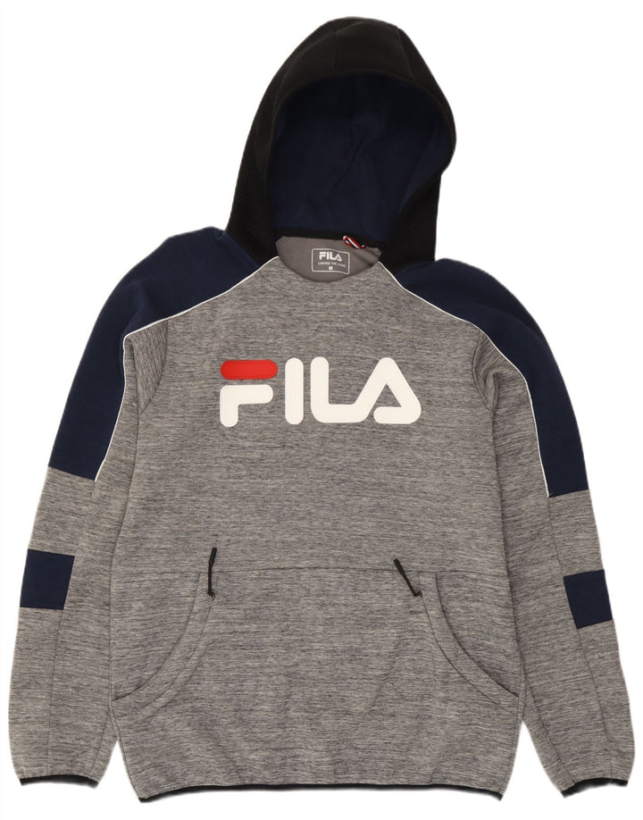 Fila Herre grafisk hættetrøje Jumper Medium Grey Colourblock Bomuld
