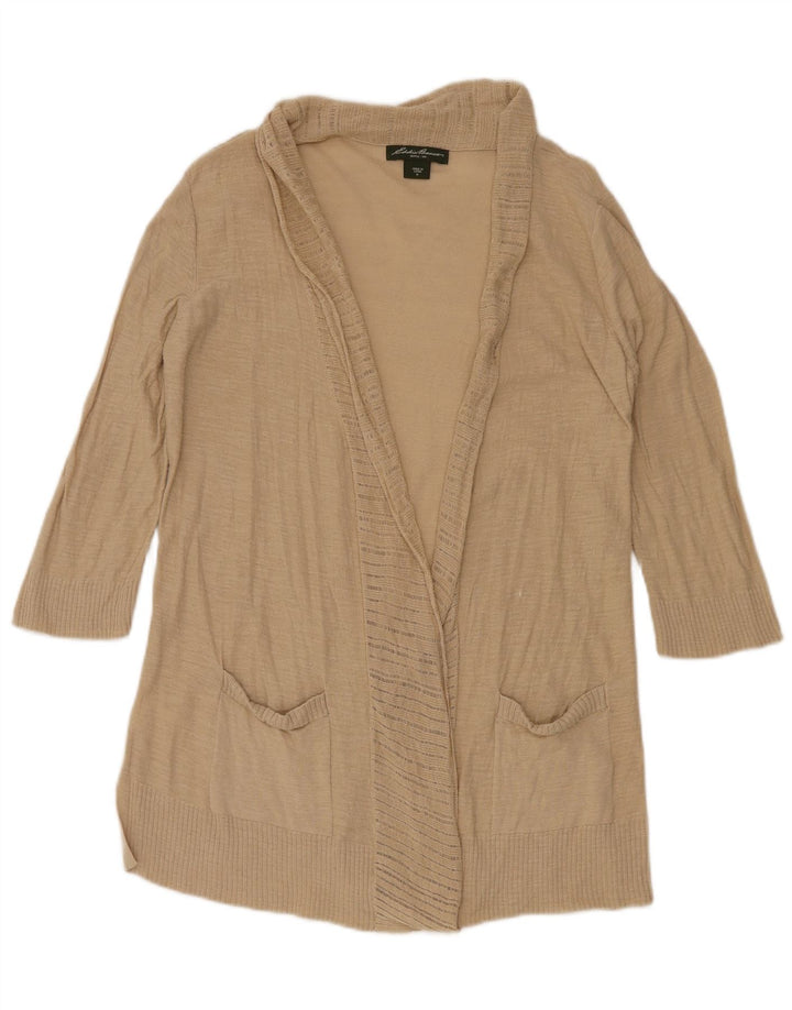 EDDIE BAUER Dame Longline Open Cardigan Sweater UK 12 Medium Beige