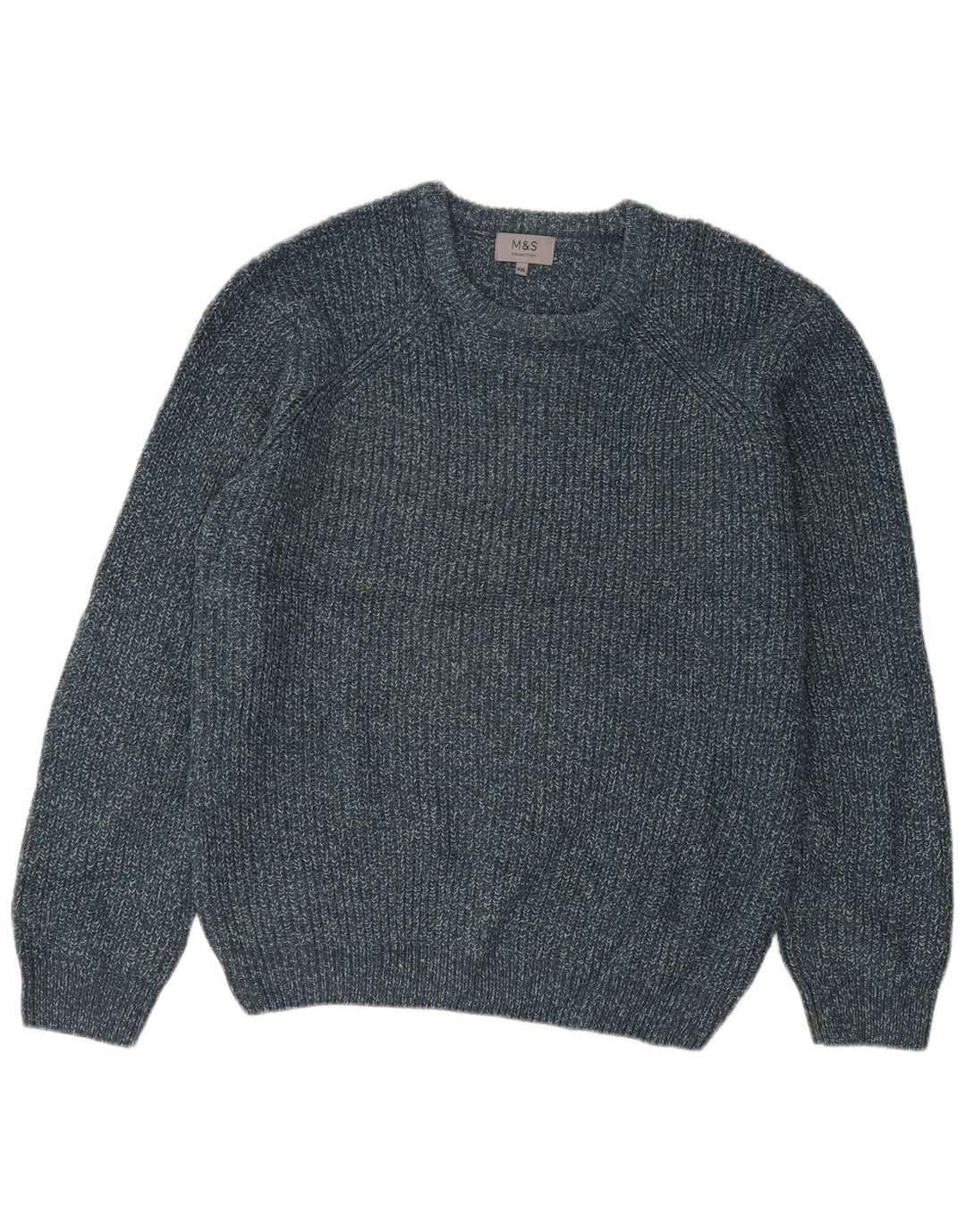 Marks & Spencer Herre Crew Neck Jumper Sweater 2XL Blå Flecked Acryl