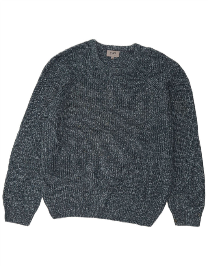 Marks & Spencer Herre Crew Neck Jumper Sweater 2XL Blå Flecked Acryl