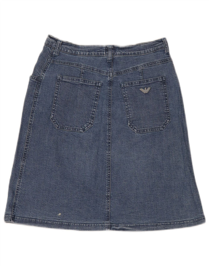 ARMANI Dame Denim Nederdel UK 14 Medium W28 Blå Bomuld