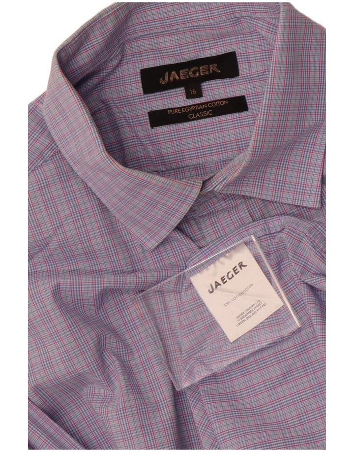 Jaeger Herre klassisk skjorte str. 16 Large Blue Check Cotton