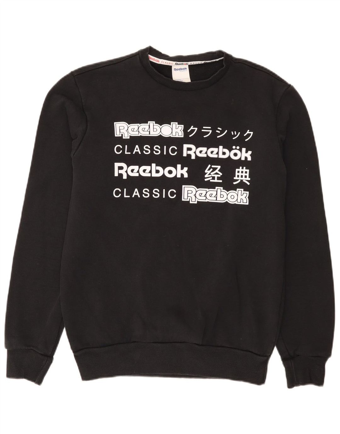 Reebok Herre Grafisk Sweatshirt Jumper Lille sort bomuld