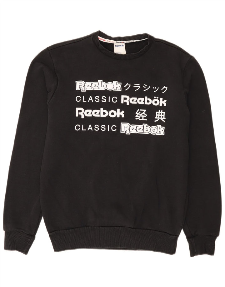 Reebok Herre Grafisk Sweatshirt Jumper Lille sort bomuld