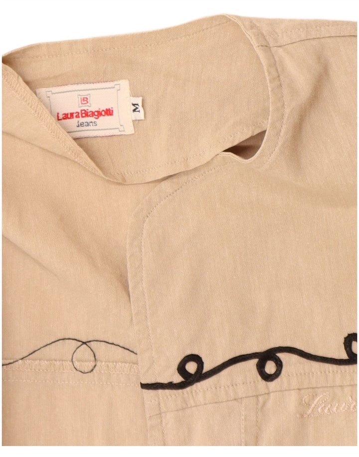 Laura Biagiotti Dame Crop Bolero Jacket UK 12 Medium Beige