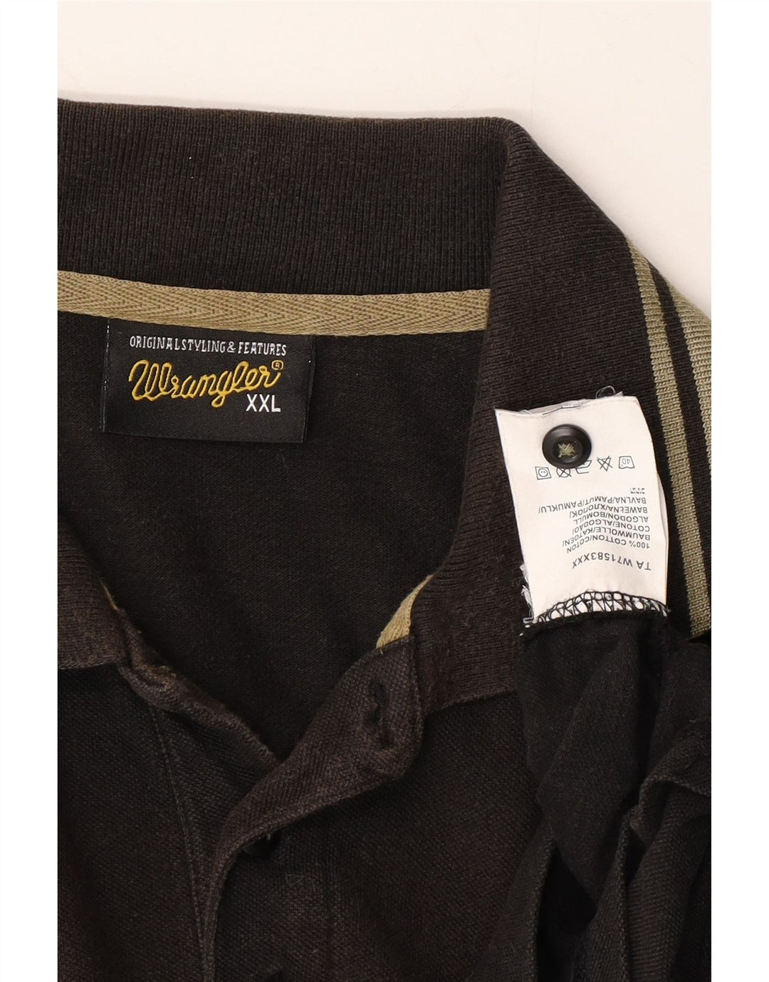 WRANGLER Mens Polo Shirt 2XL Black Cotton Vintage Wrangler and Second-Hand Wrangler from Messina Hembry 