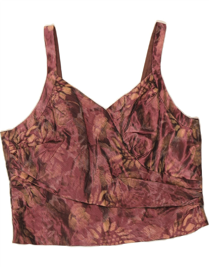 LINEA RAFFAELLI Womens Crop Top UK 20 2XL Maroon Floral Polyester Vintage Linea Raffaelli and Second-Hand Linea Raffaelli from Messina Hembry 