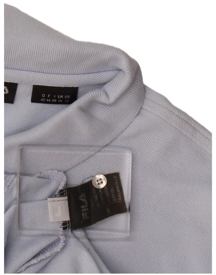 Fila Dame Polo Shirt UK 16 Stor Blå Bomuld