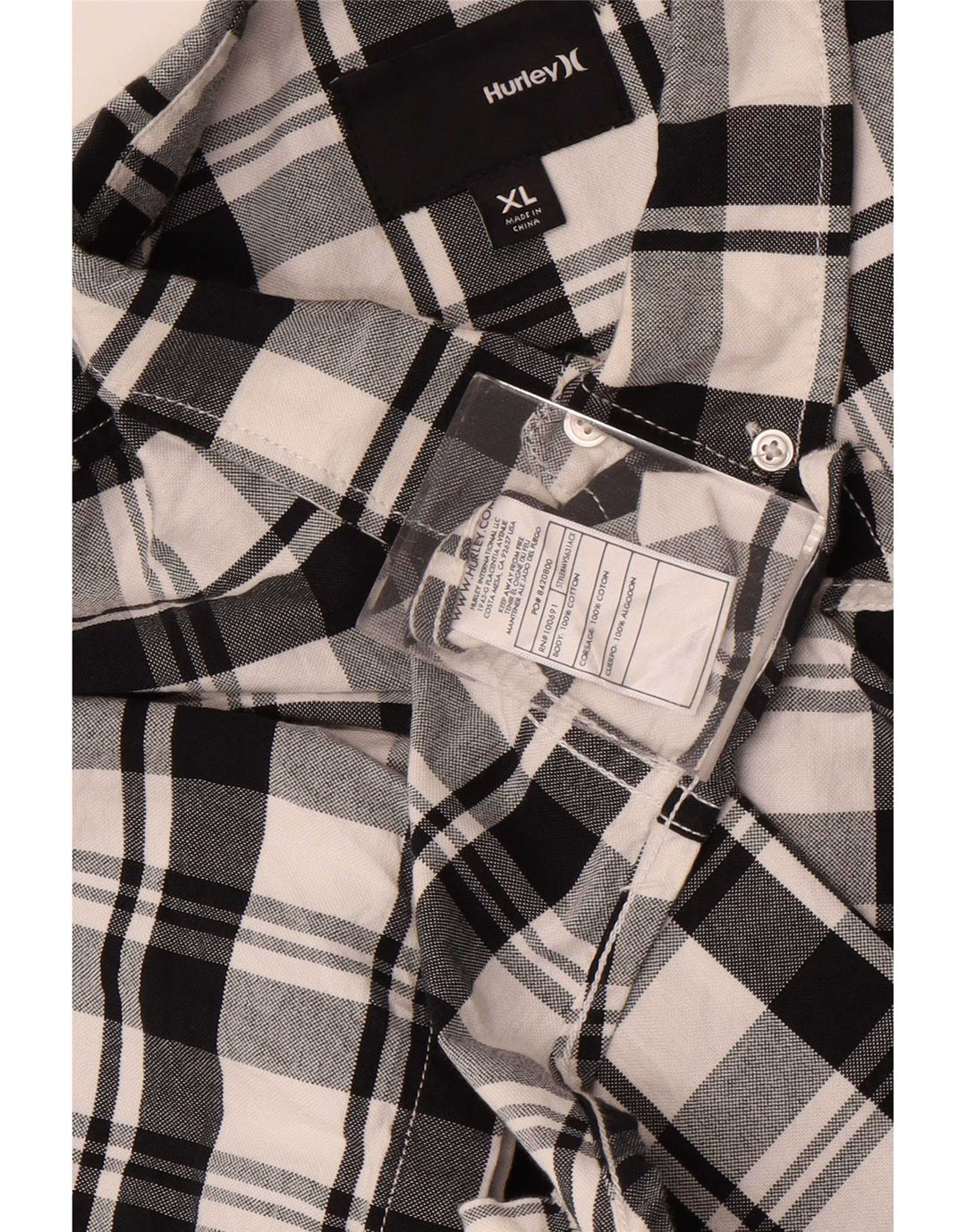 Hurley Herre kortærmet skjorte XL Hvid Plaid Bomuld