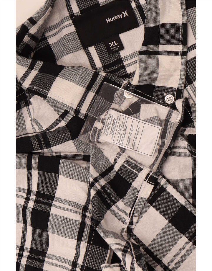Hurley Herre kortærmet skjorte XL Hvid Plaid Bomuld