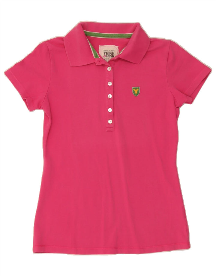 THINK PINK Womens Polo Shirt UK 14 Large Pink Cotton Vintage Think Pink and Second-Hand Think Pink from Messina Hembry 