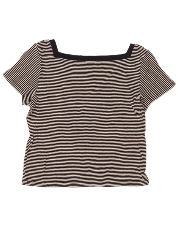 Chaps Dame T-Shirt Top UK 18 XL Sort nålestribet bomuld