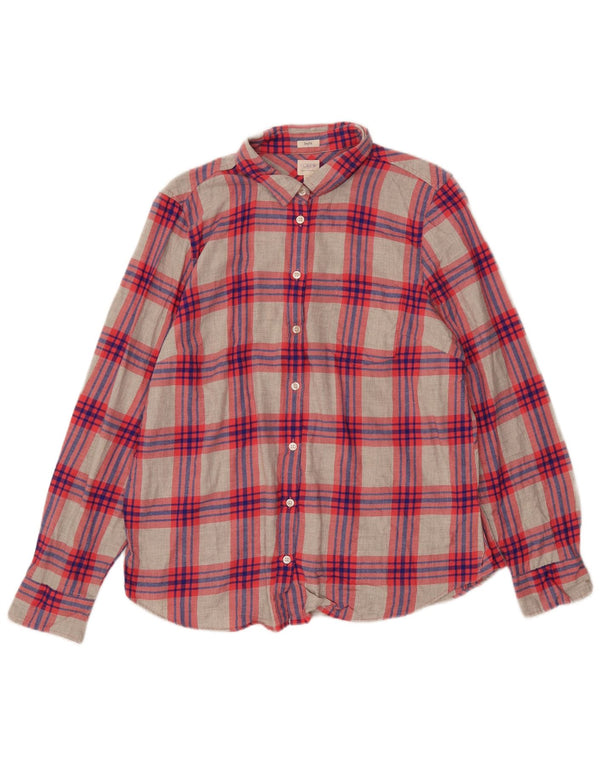 J. Crew Womens Boy Fit Flanelskjorte UK 18 XL rød ternet bomuld