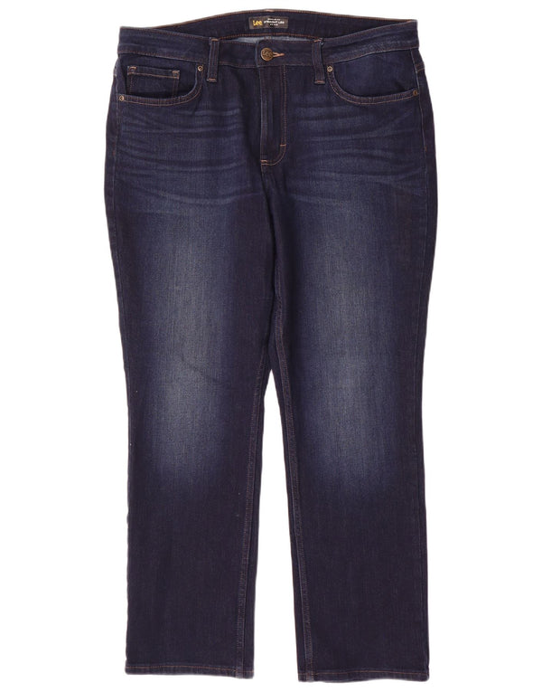 Lee Dame Mid Rise Regular Fit Straight Jeans US 14 XL W36 L29 Navy Blue