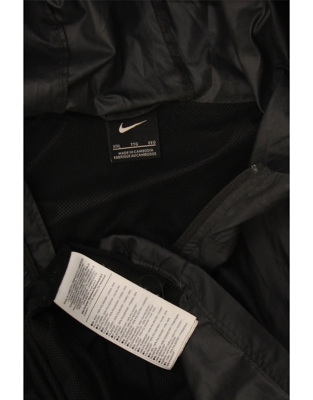 Nike Regnjakke med hætte til mænd UK 44 2XL Sort Polyester