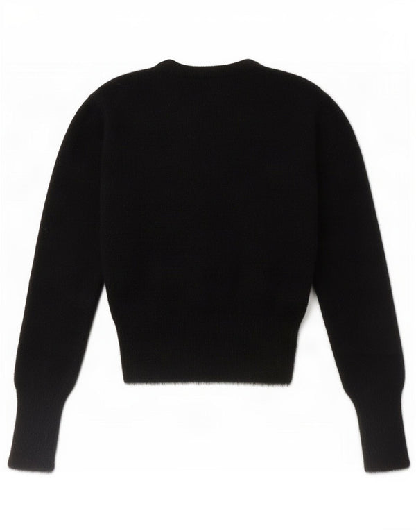 Zara Womens Crop Boat Neck Jumper Sweater UK 10 Small Black
