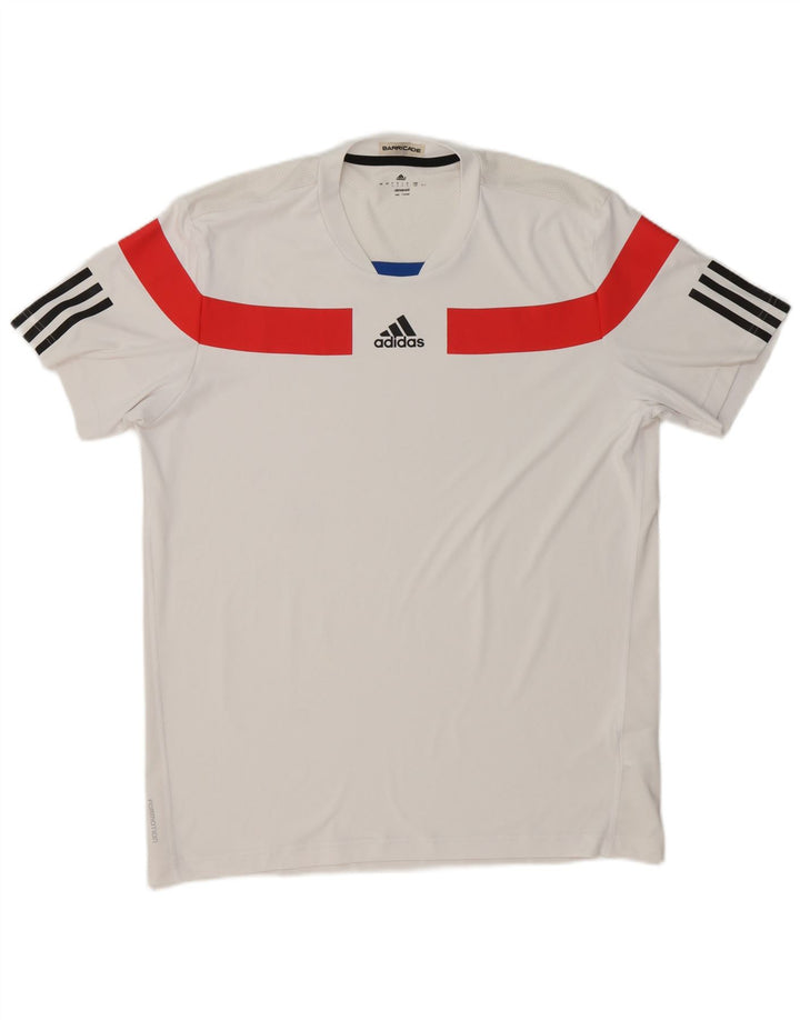 Adidas Herre Climacool Grafisk T-Shirt Top Stor Hvid Colourblock Polyester