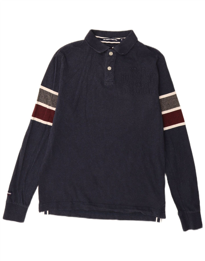 Superdry Grafisk Rugby Polo Shirt til mænd Stor marineblå Colourblock Bomuld