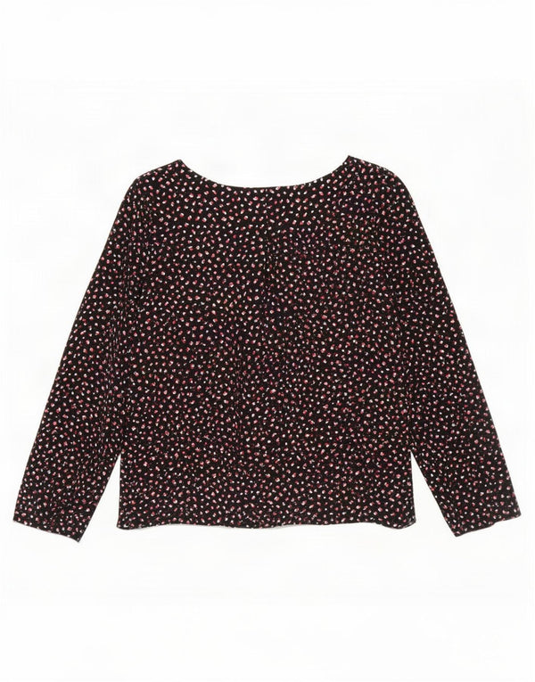 Marks & Spencer Dame Langærmet Bluse Top UK 18 XL Sort Plettet