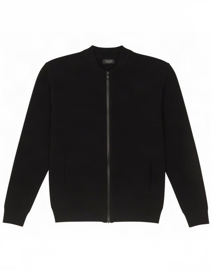 Zara Herre Cardigan Sweater Stor Sort Bomuld