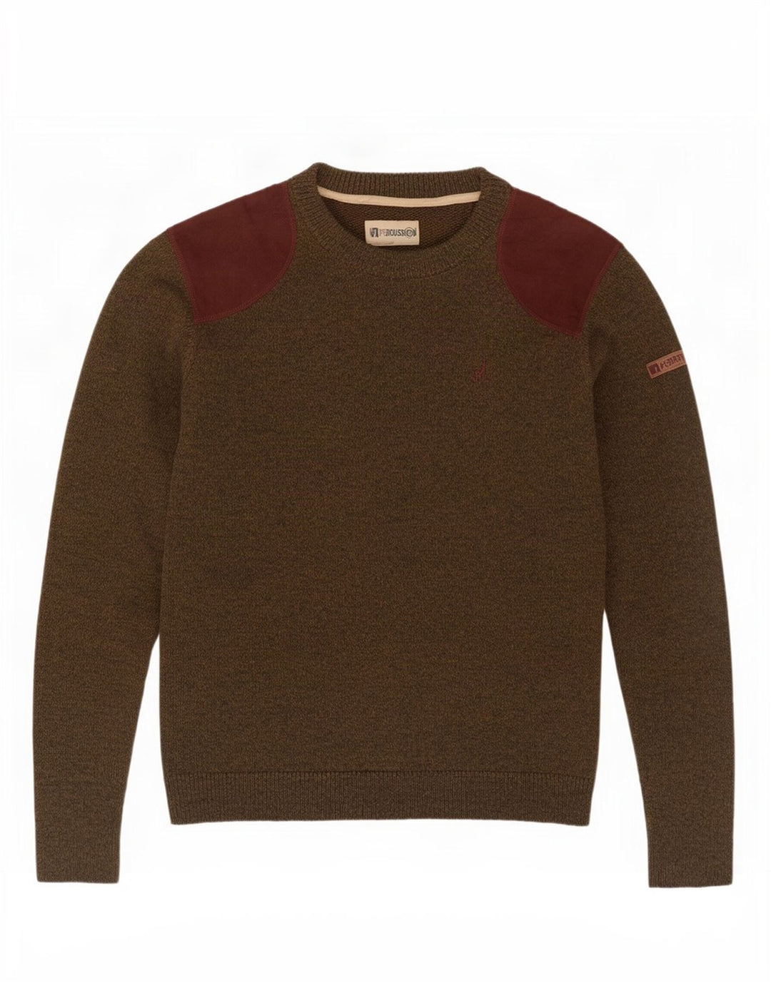 Percussion Herre Crew Neck Jumper Sweater Stor Khaki Colourblock Akryl
