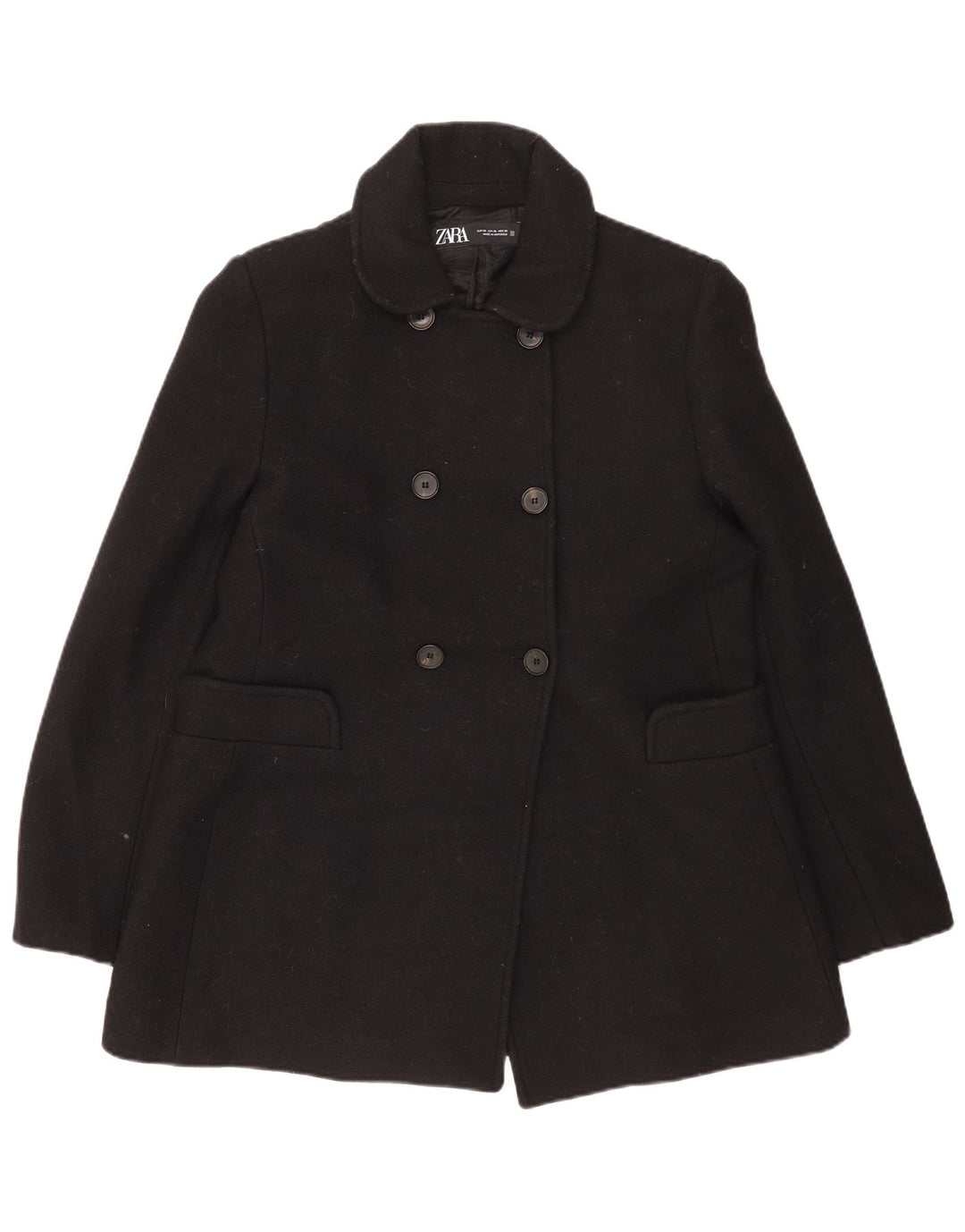 Zara Womens Pea Coat UK 18 XL Sort Uld