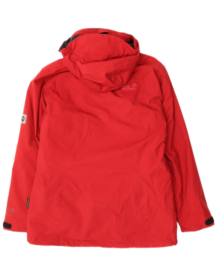 Jack Wolfskin Dame Hætte vindjakke UK 12 Medium Rød Polyamid