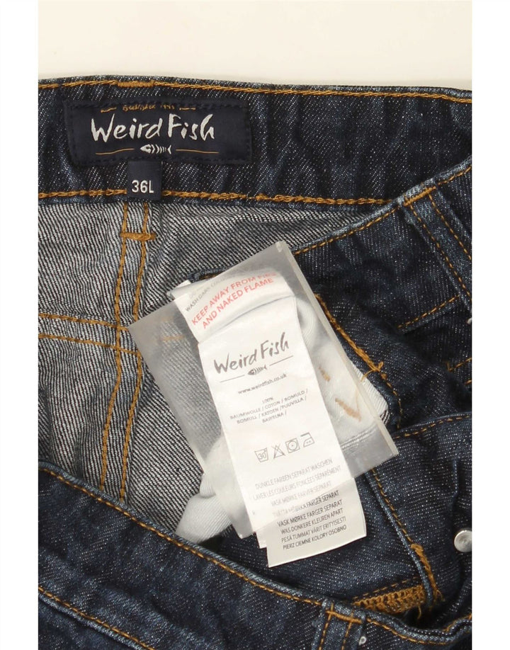 Weird Fish Dame Straight Jeans W36 L28 Marineblå Bomuld