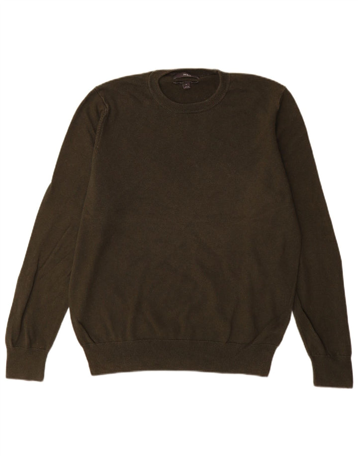 Marks & Spencer Herre sweater med rund hals, medium Khaki Bomuld