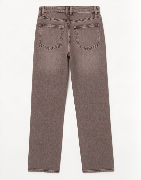 Zara Dame Højtaljede Lige Jeans EU 38 Small W28 L29 Grå