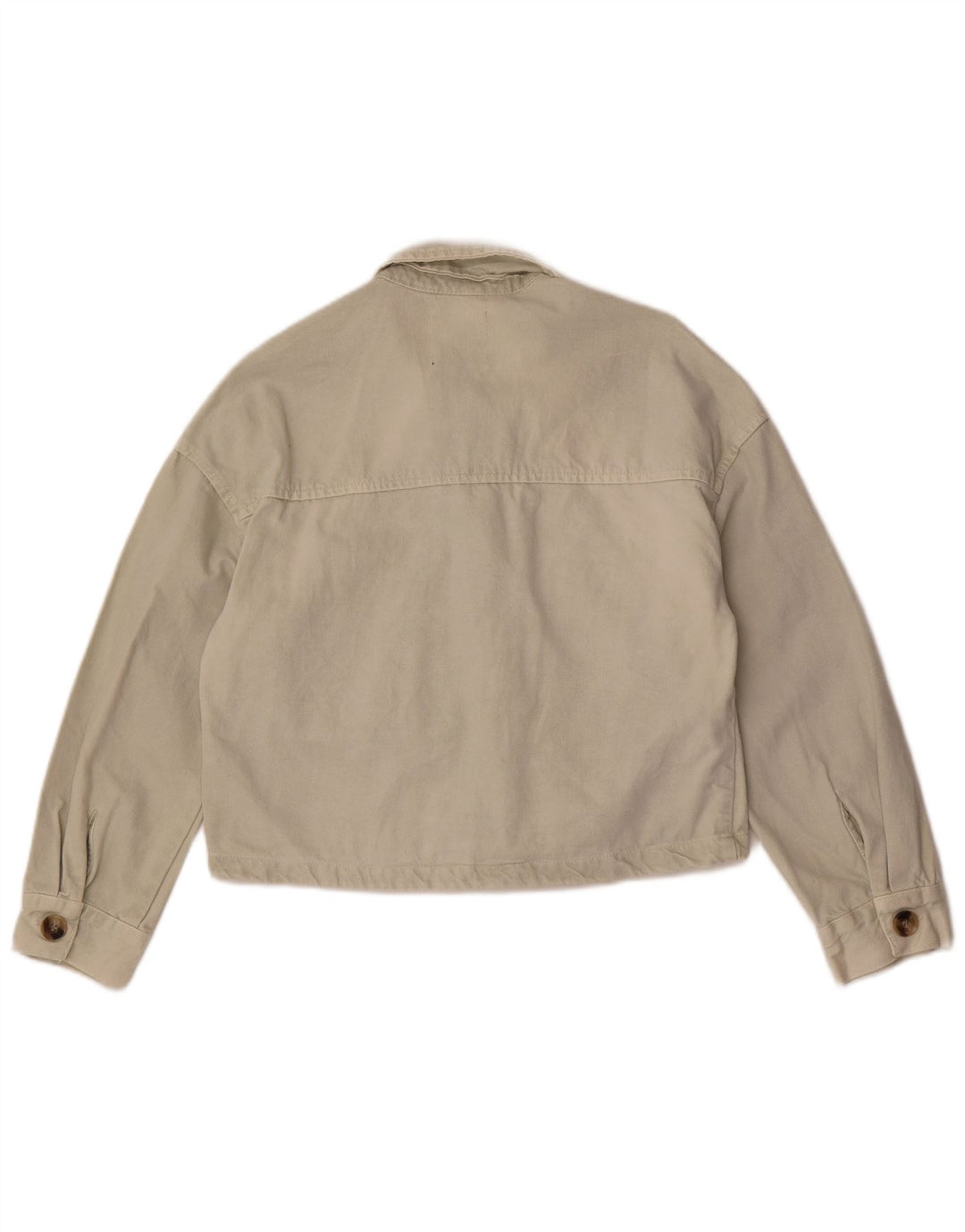 Zara Womens Crop Denim Jacket UK 10 Small Off White Bomuld
