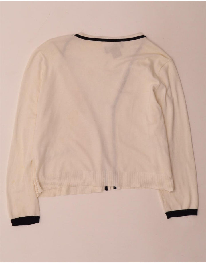 DKNY Womens Open Cardigan Sweater UK 16 Large White Rayon