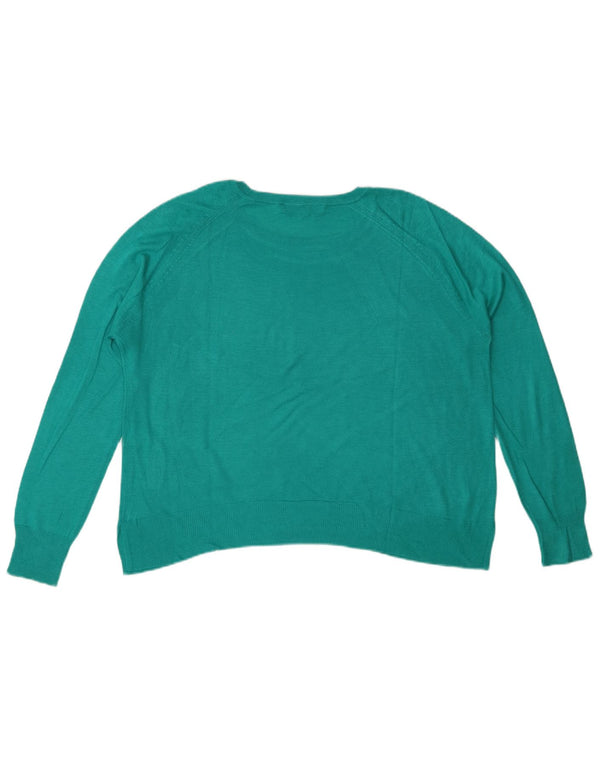 Zara Dame Boat Neck Jumper Sweater UK 14 Medium Green Viscose