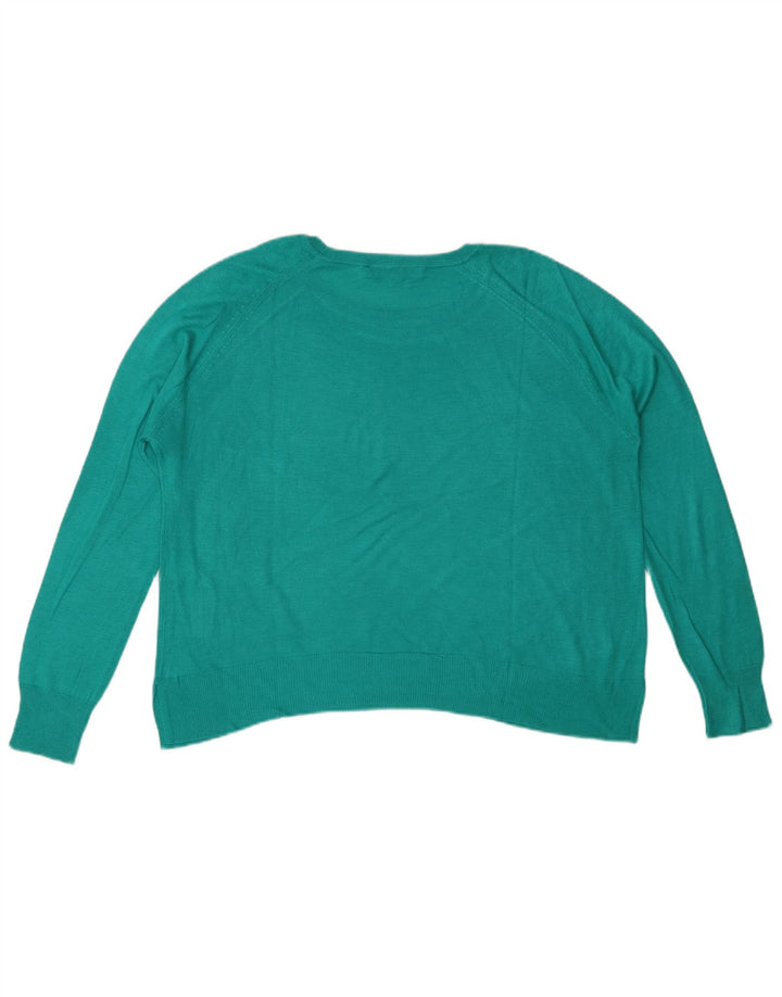 Zara Dame Boat Neck Jumper Sweater UK 14 Medium Green Viscose