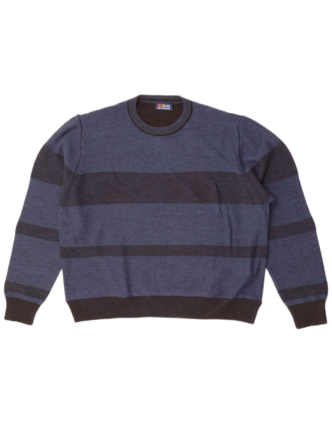 Re Del Mare Herre Crew Neck Jumper Sweater Stor Blå Stribet