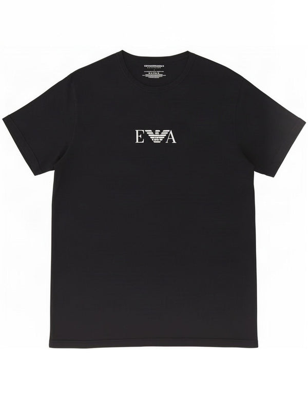 Emporio Armani Herre grafisk T-shirt Top Stor sort bomuld