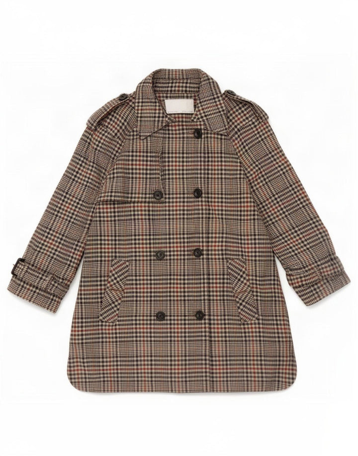 Zara Trench Coat til kvinder UK 14 Medium Flerfarvet Houndstooth